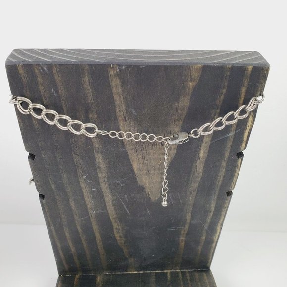 Silver Faux Turquoise Swirled Feather Large Statement Necklace - Picture 4 of 4